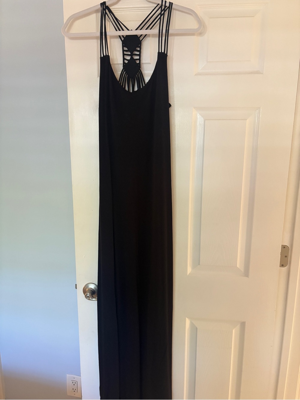 Nicole Miller Black Maxi Dress with Strappy Macramé Back